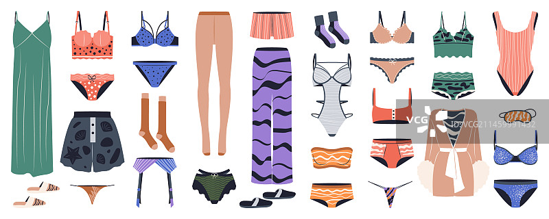 女士内衣扁平风合集图片素材