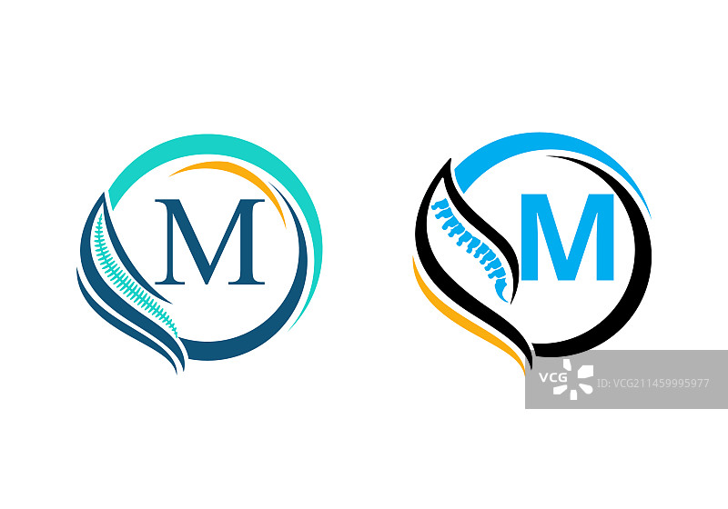 带有脊椎的正骨字母M标志图片素材