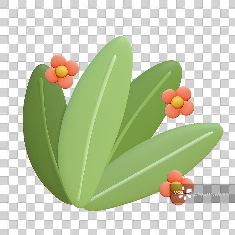 草丛花卉3D插画元素图片素材