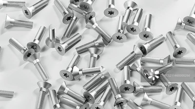 白色背景下螺钉的高角度视图图片素材