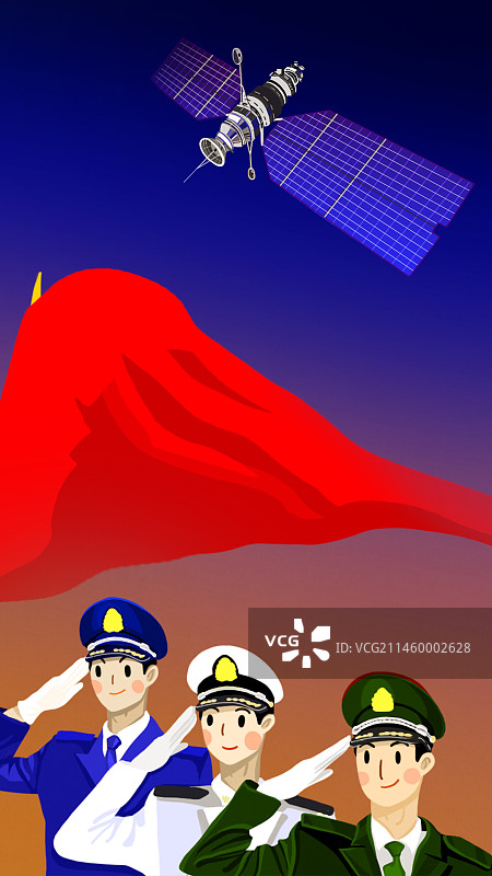 八一建军节竖版图片素材