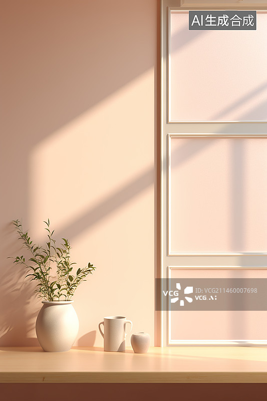 【AI数字艺术】置物架和绿植图片素材