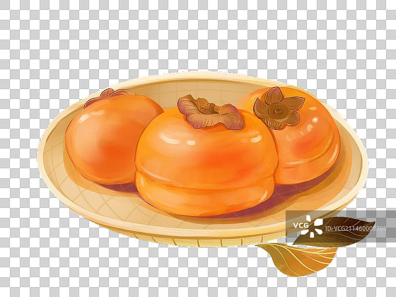 放在篮子里的成熟的柿子图片素材