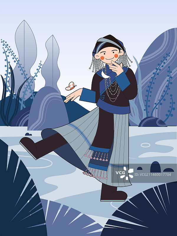 穿传统服饰的壮族女孩图片素材