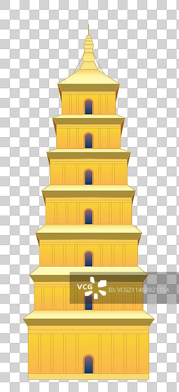 西安大雁塔国潮元素矢量插画图片素材