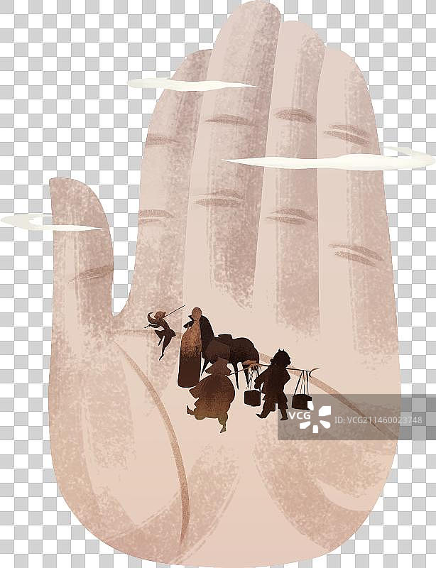 如来佛手心里的取经四人组西游记元素图片素材