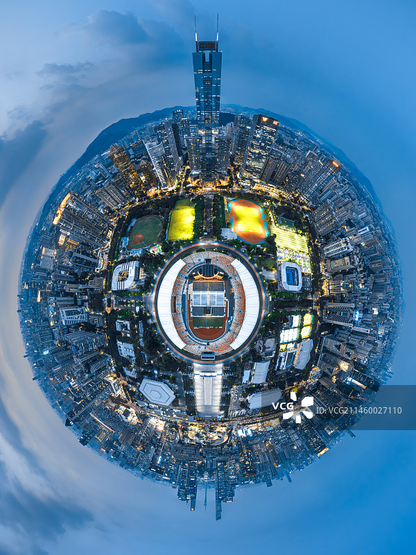 天河体育馆和珠江新城全景图片素材