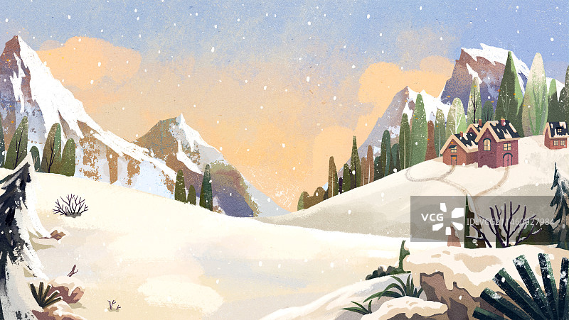 下雪的雪山背景图片素材