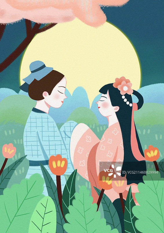 七夕节牛郎织女海报图片素材