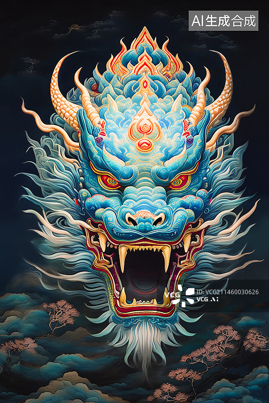 【AI数字艺术】龙头正面图片素材