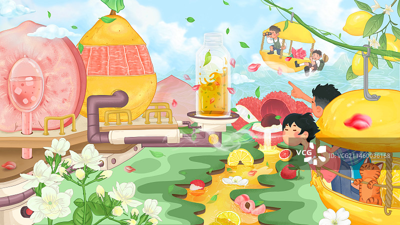 水果茶饮插画海报图片素材
