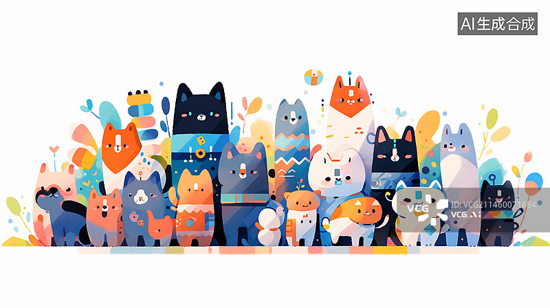 【AI数字艺术】猫咪插画图片素材