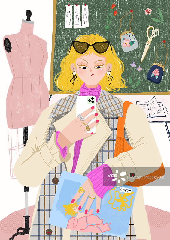 服装设计师人物时尚插画图片素材