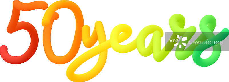 由混合材料制成的50周年流体3D扭曲文字图片素材