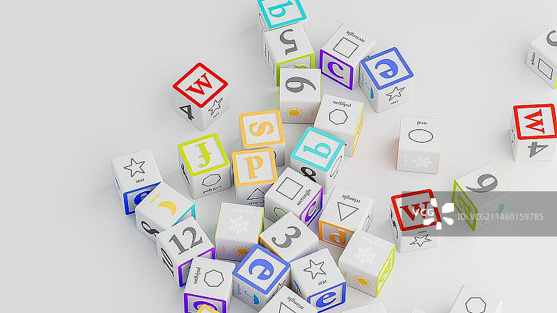 木制彩色立方体玩具图片素材