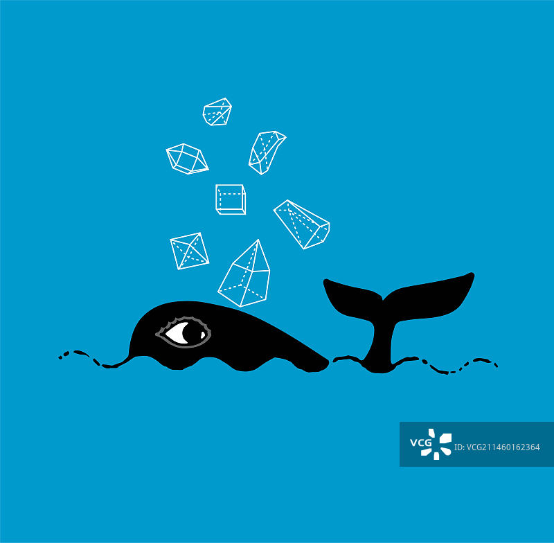 潮流几何体鲸鱼图案设计插画图片素材