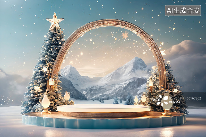 【AI数字艺术】冬季节日展台背景图片素材