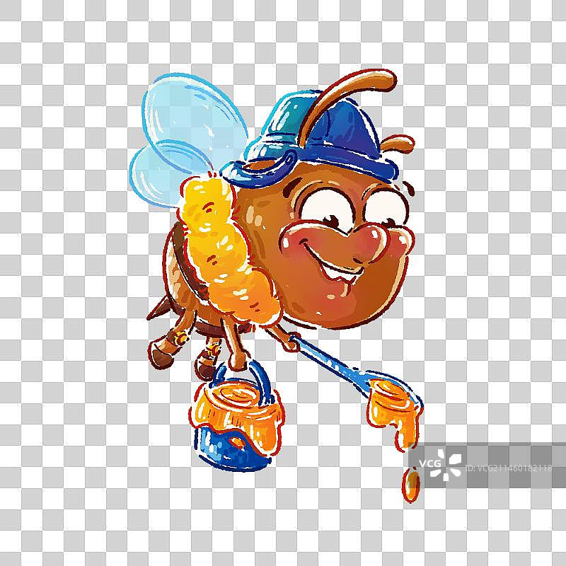 涂鸦风格免抠元素之飞行的蜜蜂图片素材