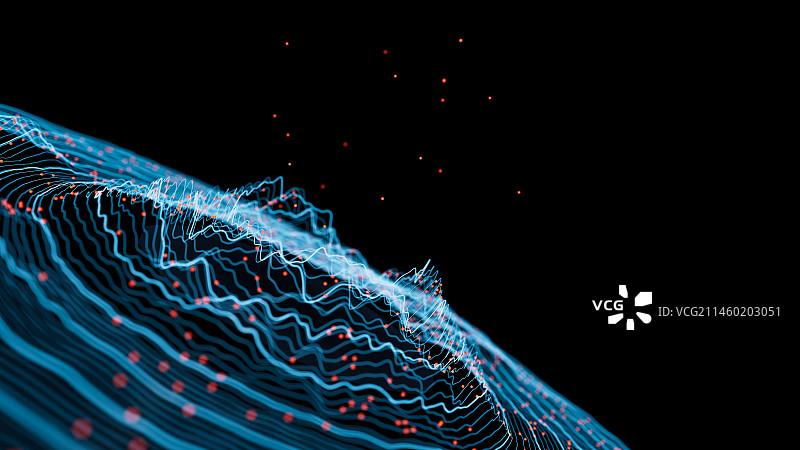 圆形电波曲线大数据神经网络概念图片素材