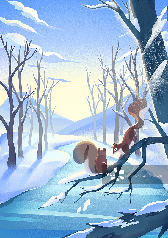 立冬雪景插画图片素材