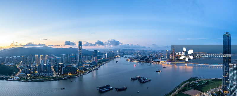 航拍中国珠海横琴CBD建筑景观天际线图片素材