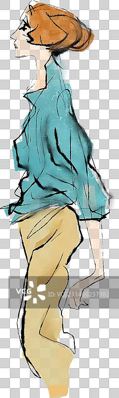 穿着礼服的美女，水墨图片素材