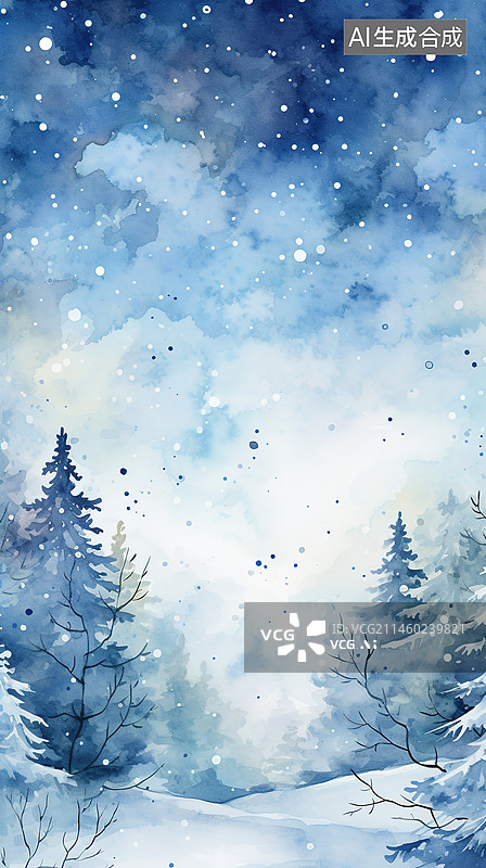 【AI数字艺术】大雪小雪插画图片素材