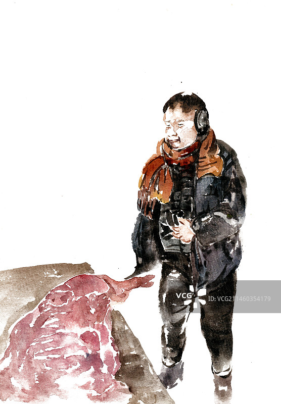 买猪肉的男子图片素材