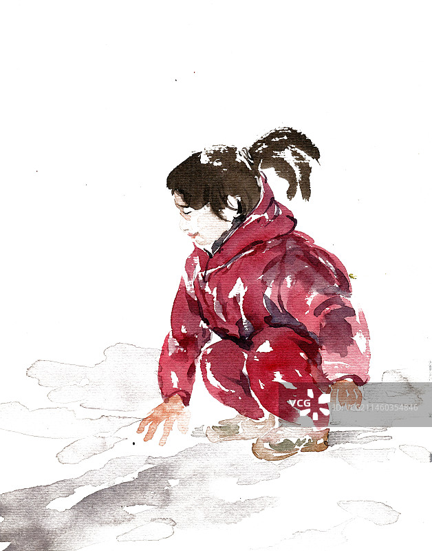 玩雪的小女孩图片素材