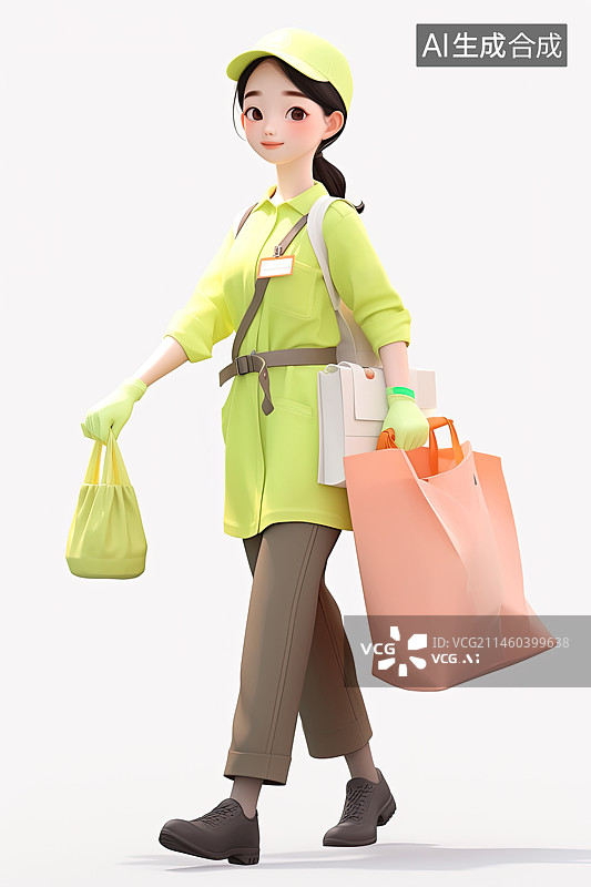 【AI数字艺术】拿着垃圾袋的女性志愿者图片素材