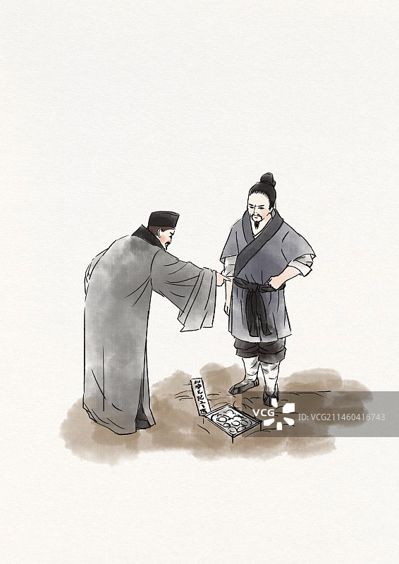 中国风新中式古风古典传统文化古装古人成语故事国学经典歇后语人物插画图片素材