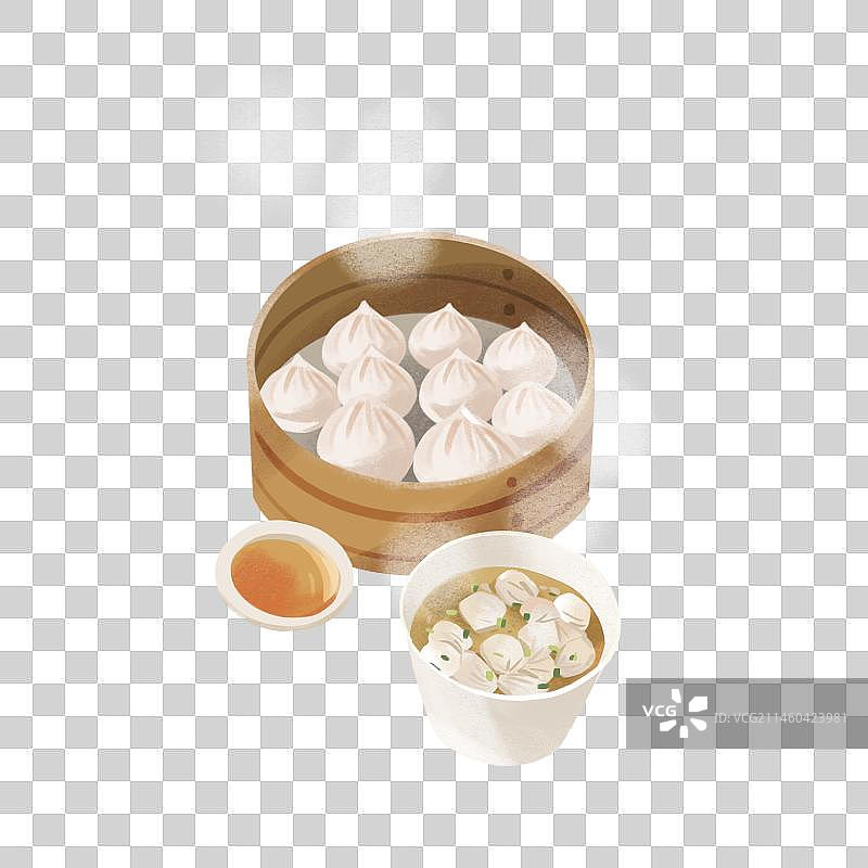 汤包馄炖小吃元素图片素材