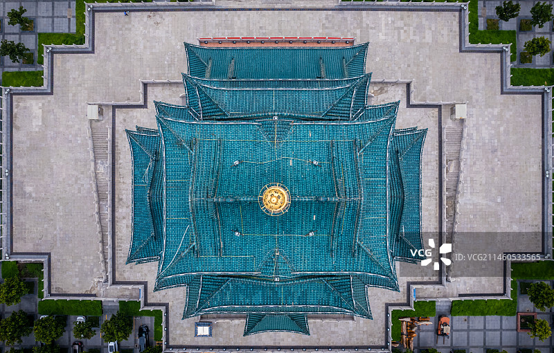 古建筑屋顶俯瞰航拍图片素材