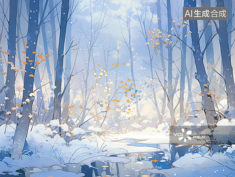 【AI数字艺术】二十四节气冬至插画图片素材