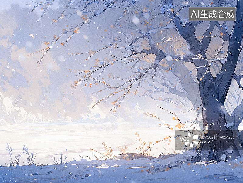 【AI数字艺术】二十四节气小寒插画图片素材