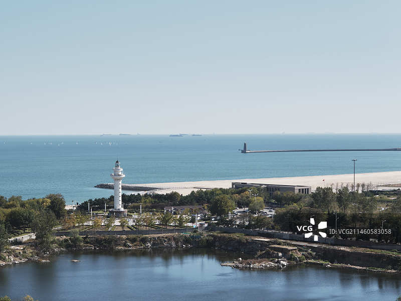 日照灯塔公园海景图片素材