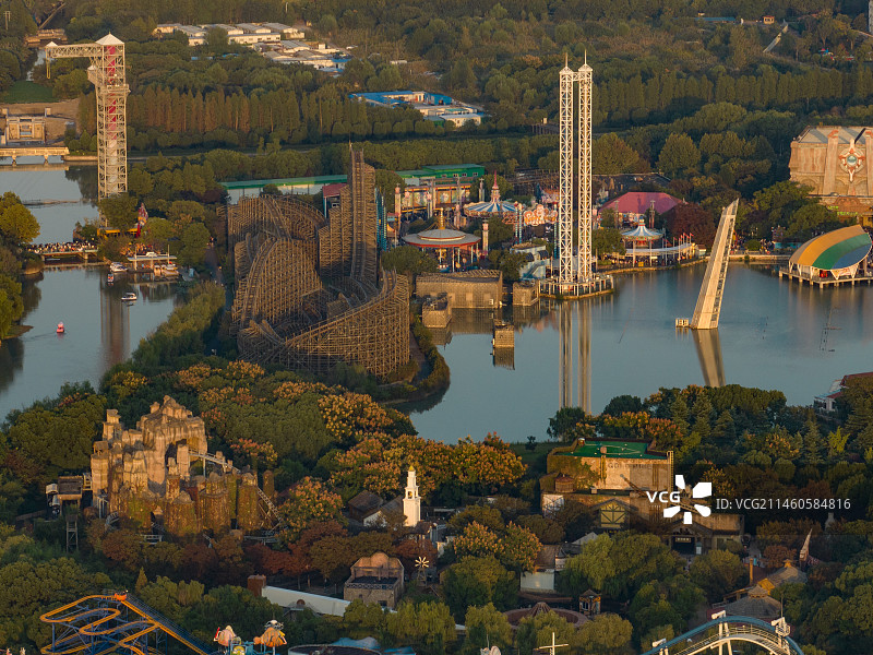 航拍上海欢乐谷图片素材
