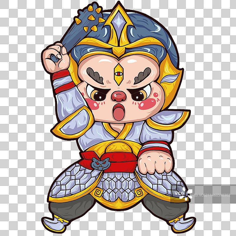 二郎神将军国潮风格免抠素材图片素材