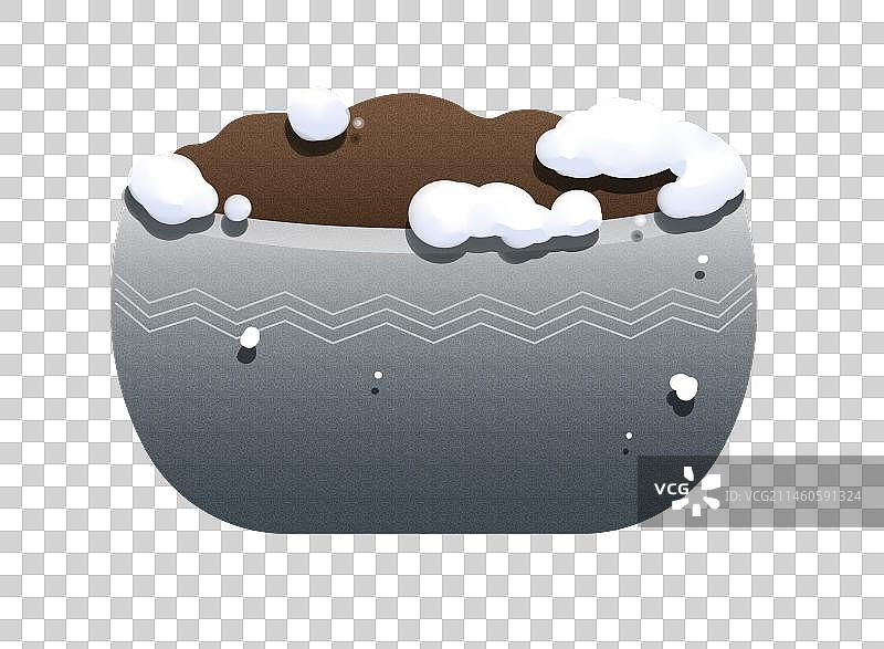 有土的花盆（雪）图片素材