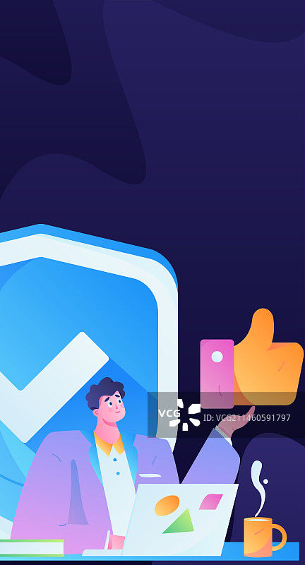 商务网络安全人物扁平矢量概念运营手绘插画图片素材