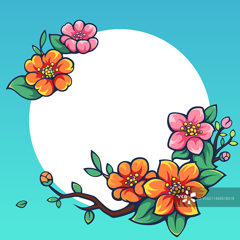 矢量潮流鲜花边框插画图片素材