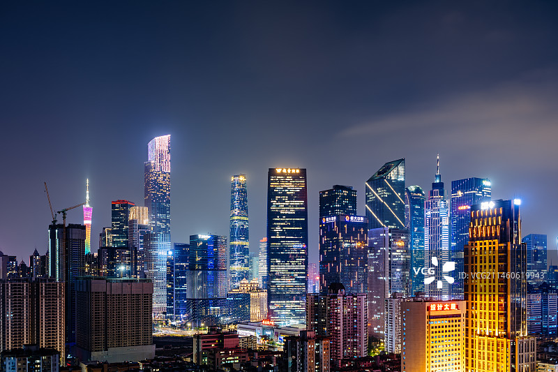 广州珠江新城CBD夜景风光图片素材