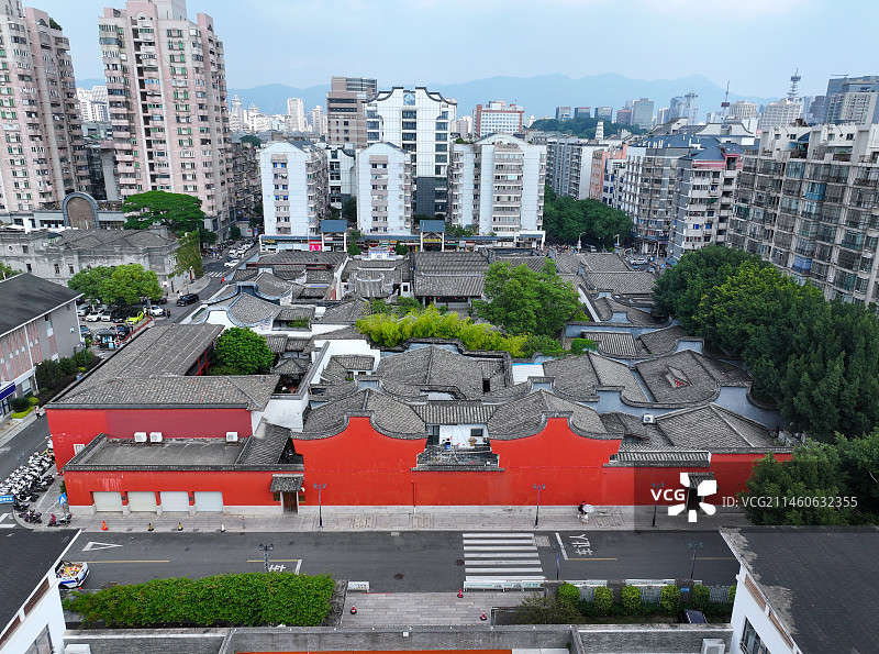 福建省福州市鼓楼区三坊七巷林则徐纪念馆航拍图片素材