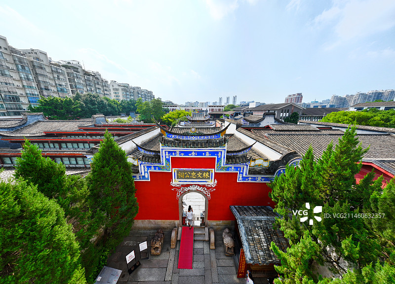 福建省福州市鼓楼区三坊七巷林则徐纪念馆航拍图片素材