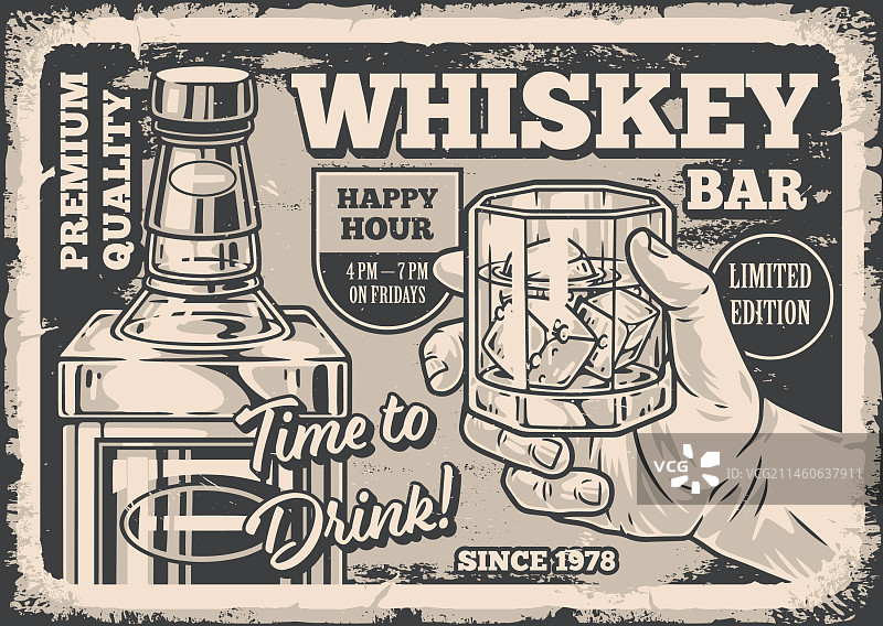 威士忌酒吧复古海报图片素材