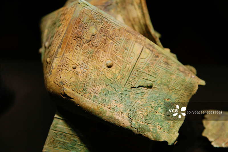 广汉三星堆博物馆精美的铜器饰纹图片素材