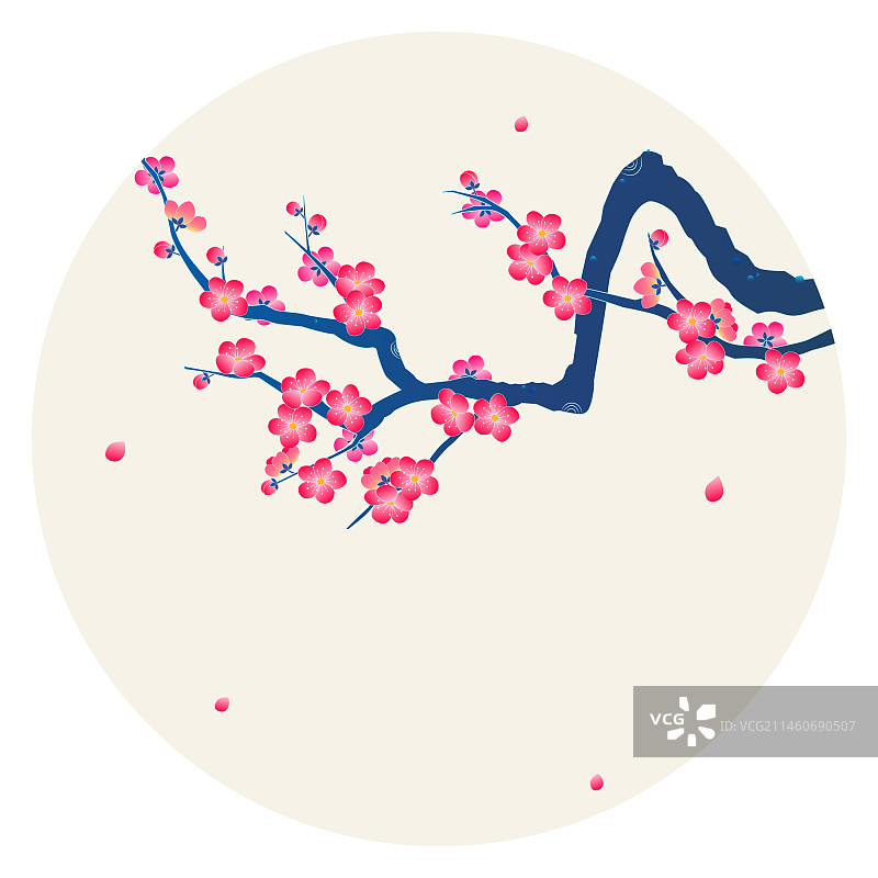 中国风梅花梅树矢量插画图片素材