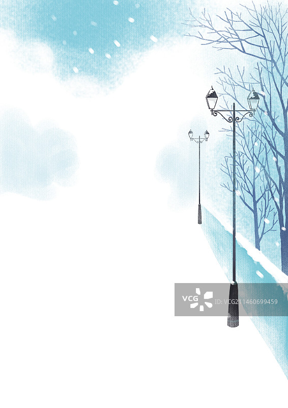 雪景 背景 插画蓝色 冬天 冬季图片素材