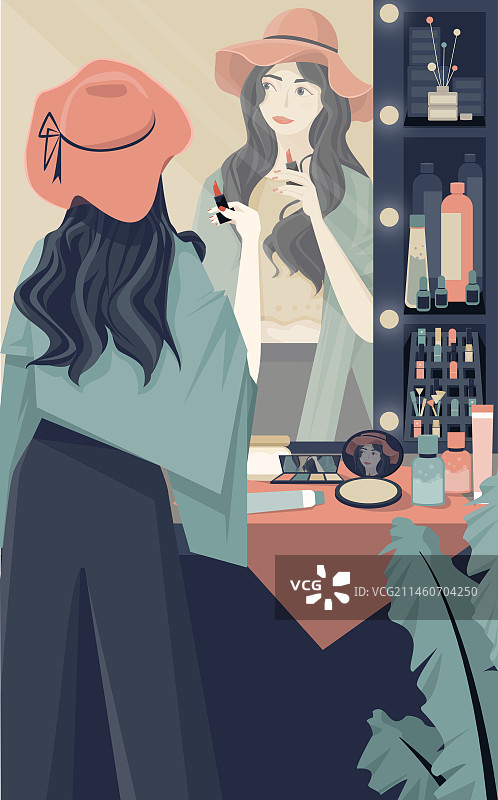 适量化妆场景插画图片素材