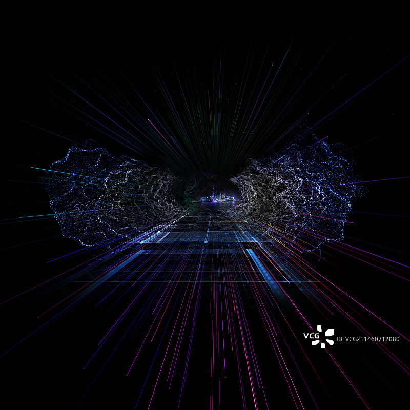 科技感城市关键字模板图片素材